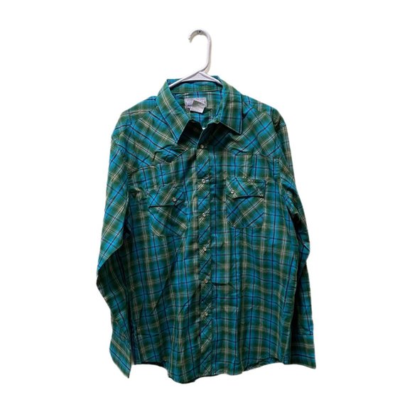Wrangler Green and Blue Button Down Shirt, Large, Pre-owned - Picture 3 of 6